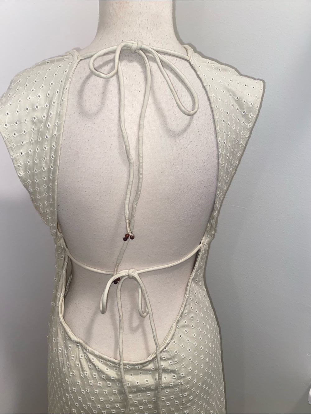 Free People Cream Eventide Open-Back Eyelet Midi Dress - Size XL - NEW - Picture 11 of 13